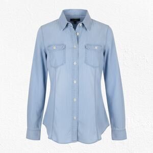 Vintage Woolrich Light Wash Denim Classic Button Down Womens Blouse Size XS